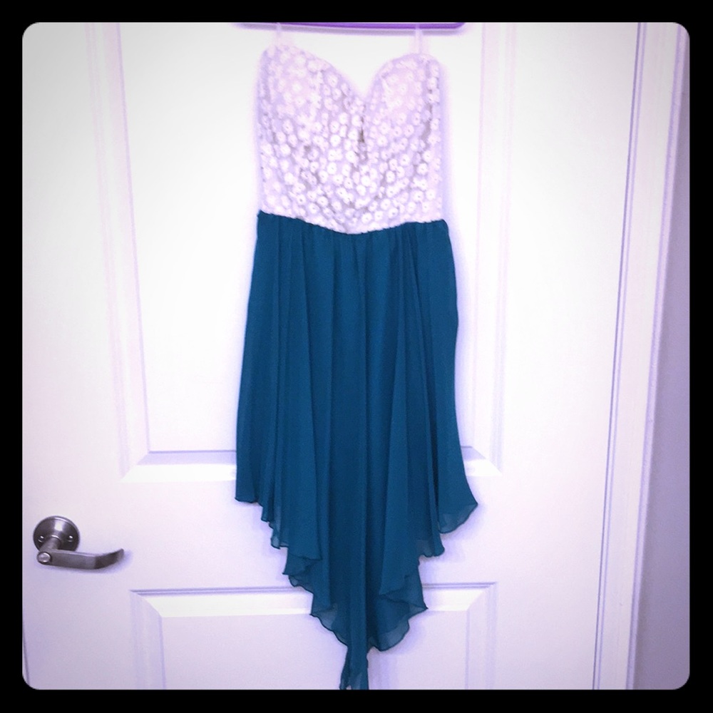 Teal and white tube dress